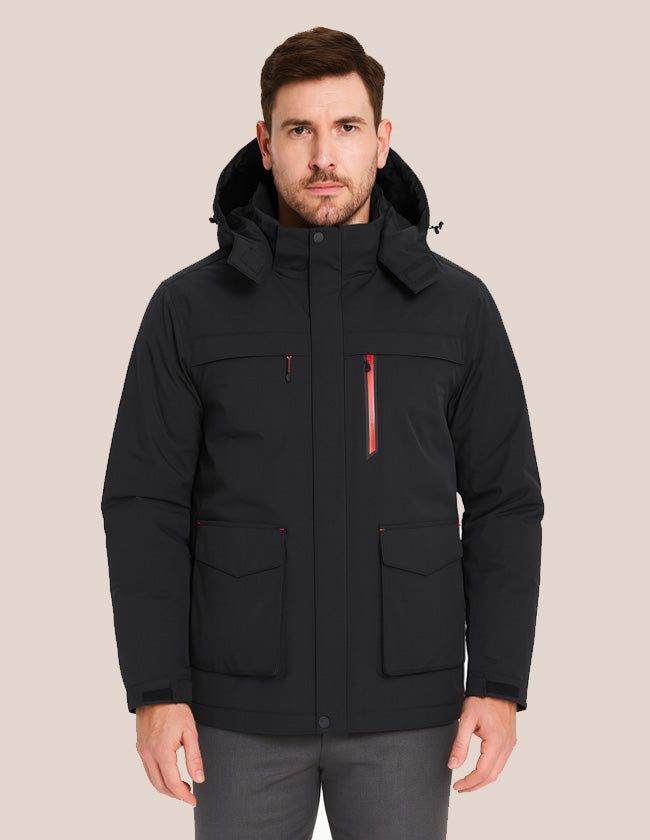 Manteau Chauffant Pour Homme Avec 9 Zones De Chauffe USB - Doudoune Imperméable Coupe-vent, Capuche Amovible Pour Ski